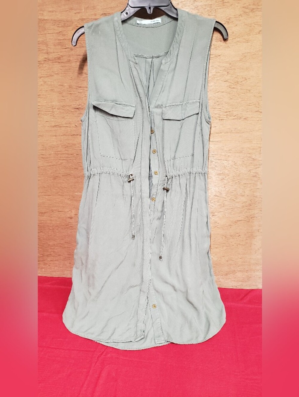 Maurices Sage/Army Green Safari Style Shirt Dress Large